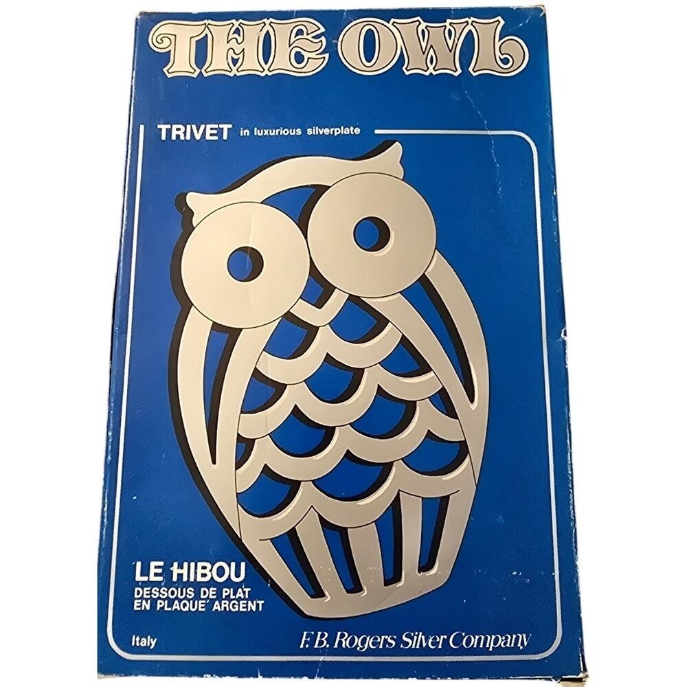 F.B. Rogers Silver Company Silver Electro Plated Zinc the Owl Trivet NIB